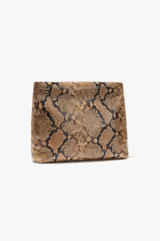 JERRY CLUTCH IN TAUPE SNAKESKIN