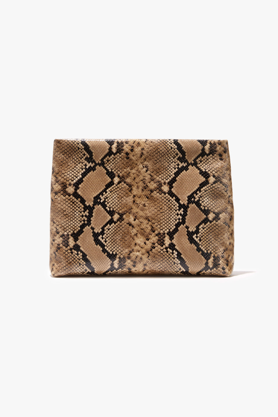 JERRY CLUTCH IN TAUPE SNAKESKIN