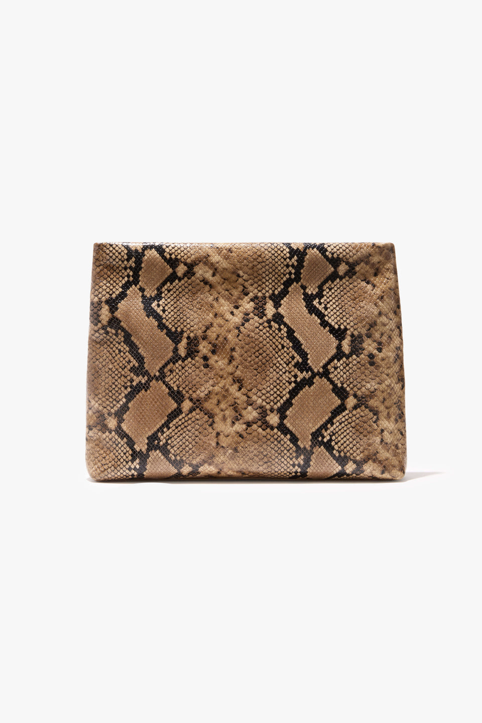 JERRY CLUTCH IN TAUPE SNAKESKIN