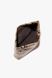 JERRY CLUTCH IN TAUPE SNAKESKIN
