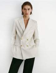 WESTON DOUBLE BREASTED BLAZER IN STONE
