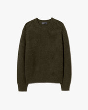 TYLER WOOL SWEATER IN DARK PINE MELANGE