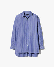 YORKE STRIPED COTTON SHIRT IN DARK NAVY/WHITE STRIPE