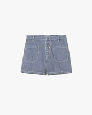 HARLEY STRIPED SHORT IN INDIGO STRIPE RINSE