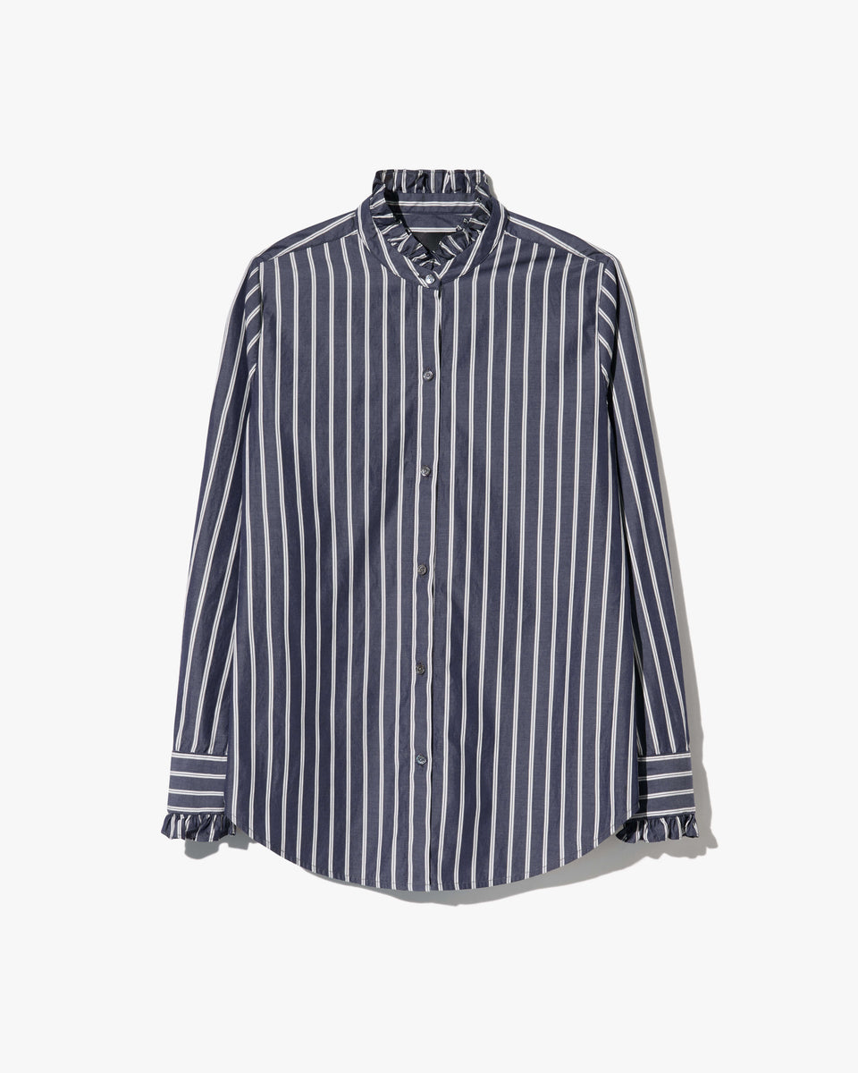 LYDIA SHIRT IN CHARCOAL STRIPE