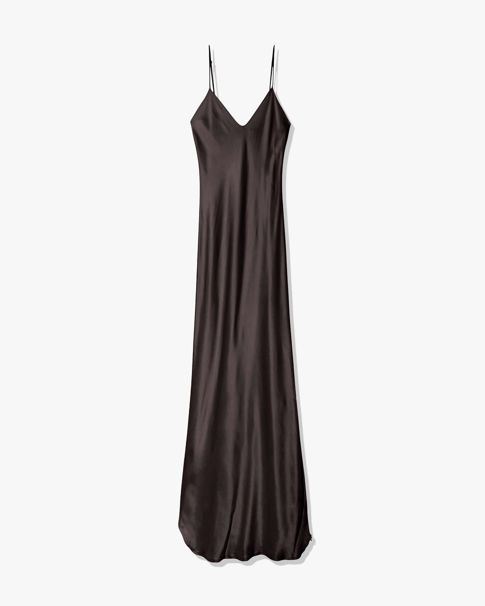 CAMI SILK GOWN IN ESPRESSO NOIR