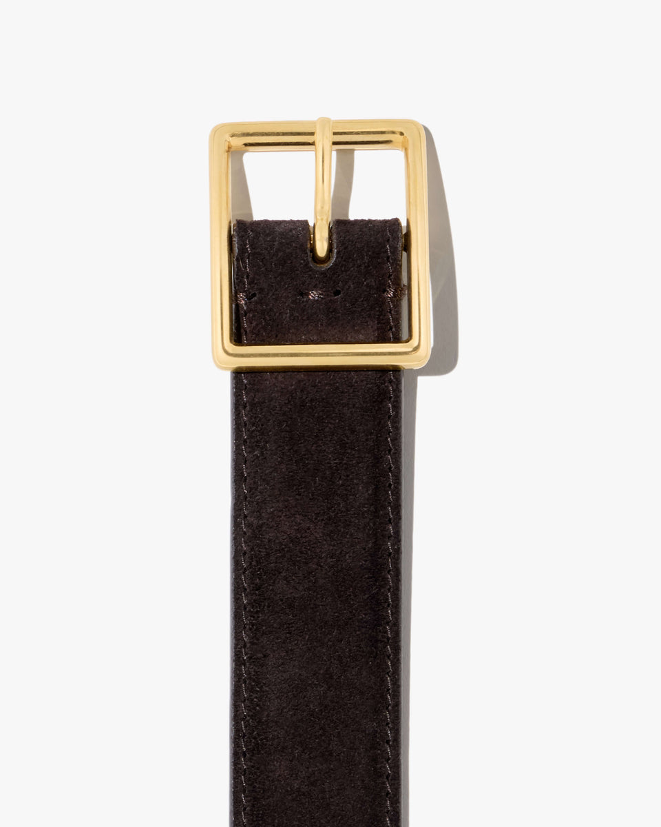GABRIELE BELT IN ESPRESSO W/ GOLD BUCKLE