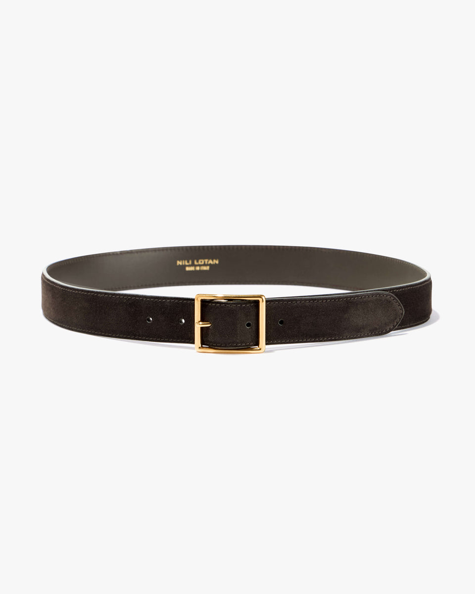 GABRIELE BELT IN ESPRESSO W/ GOLD BUCKLE