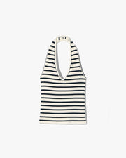 BRITT HALTER TOP IN ECRU/BLACK STRIPE