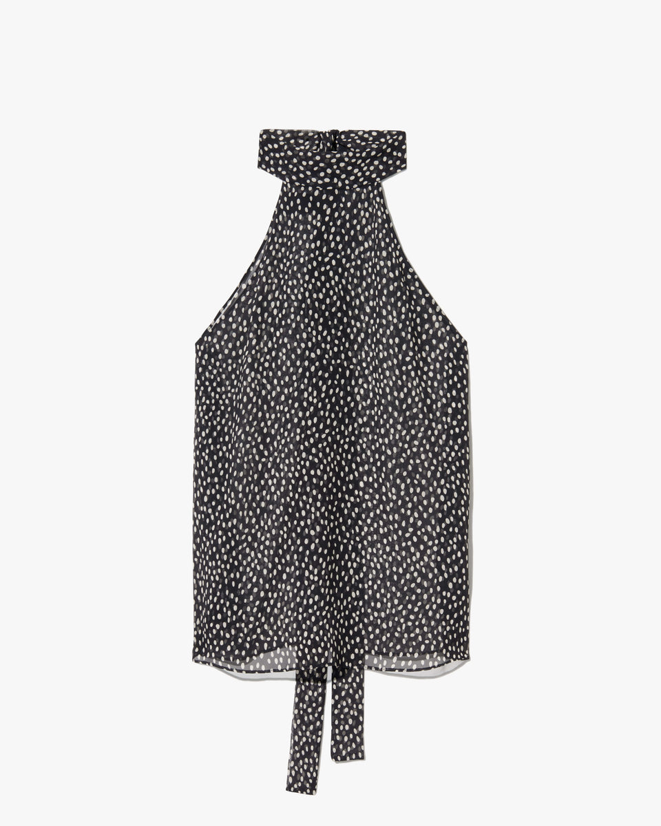 ALLA SILK HALTERNECK TOP IN WILD DOT