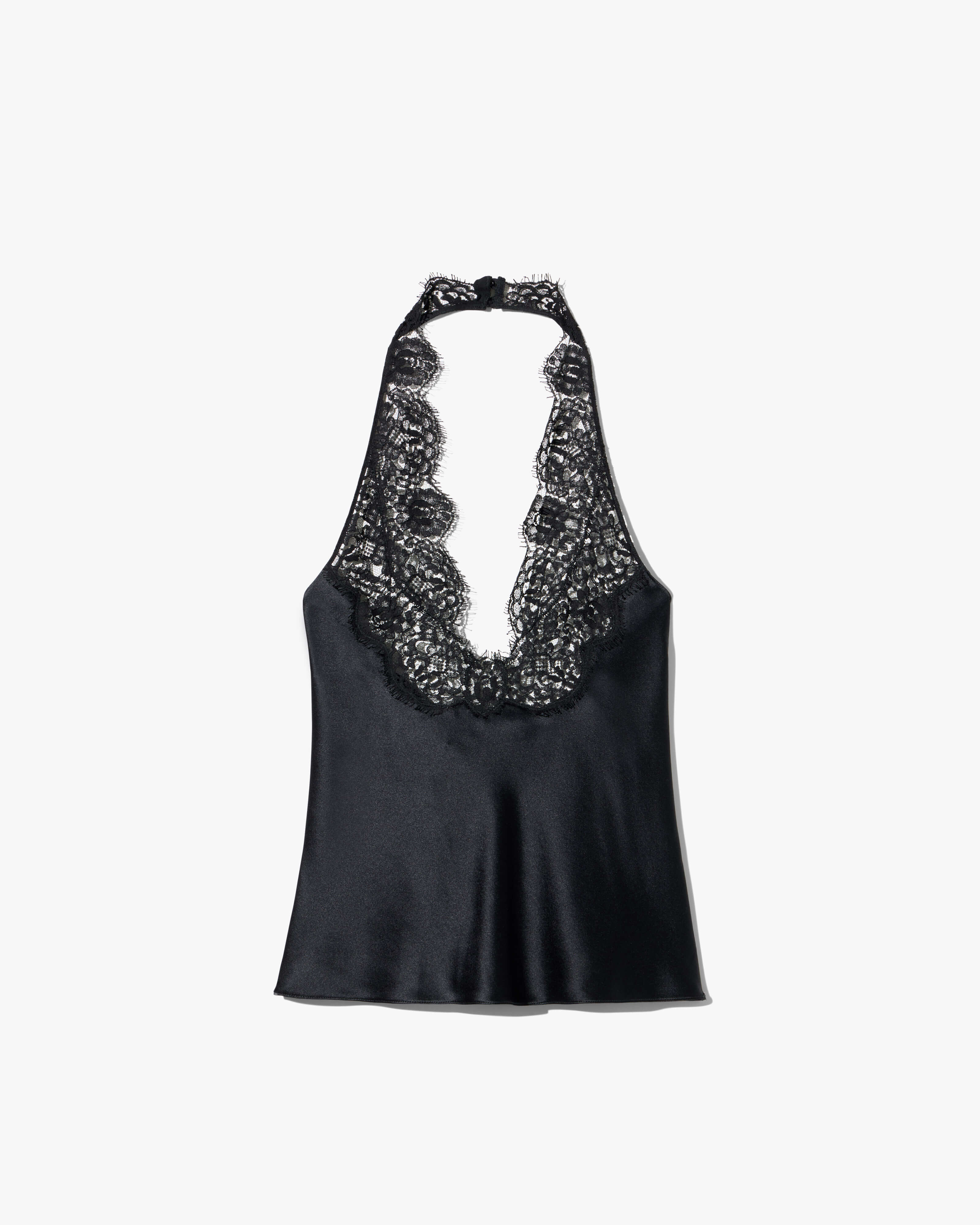 TEO LACE HALTERNECK SILK TOP