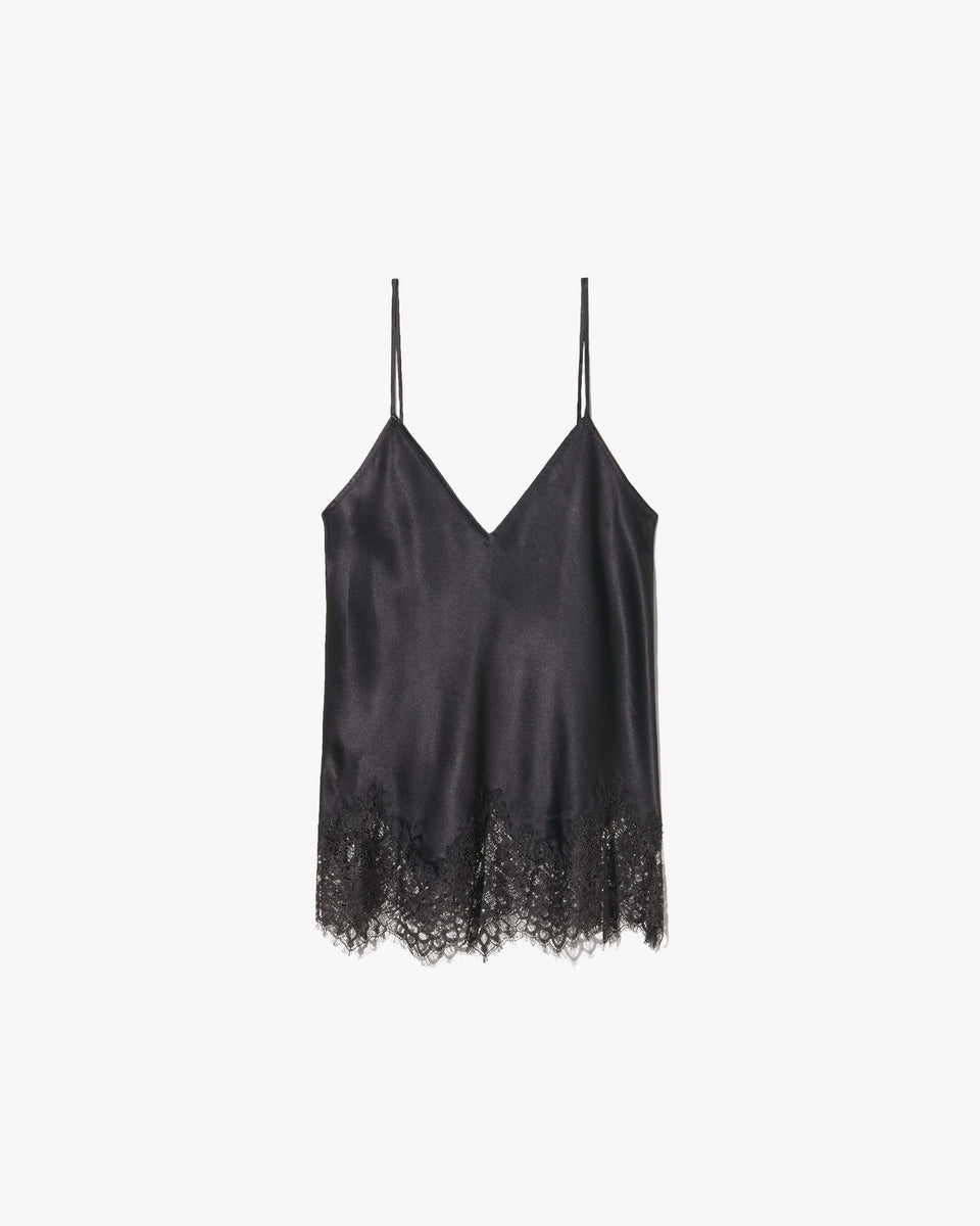 NADINE LACE CAMI SILK TOP IN BLACK