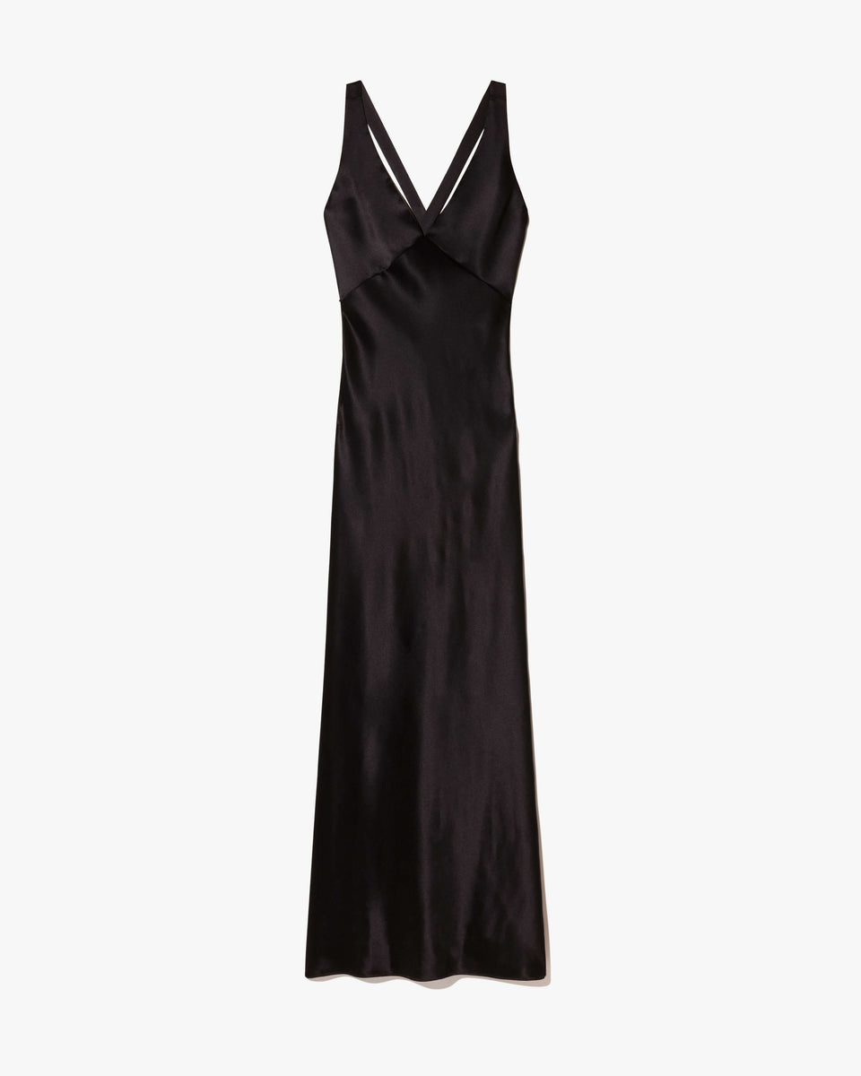 ALINE SILK GOWN IN BLACK