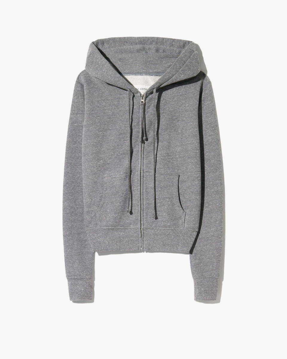 CALLIE ZIP UP HOODIE IN HEATHER GREY