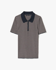 GEMMATTA STRIPE POLO IN DARK NAVY/BROWN STRIPE