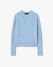 CAMELIA CABLE SWEATER IN CAMBRIDGE BLUE