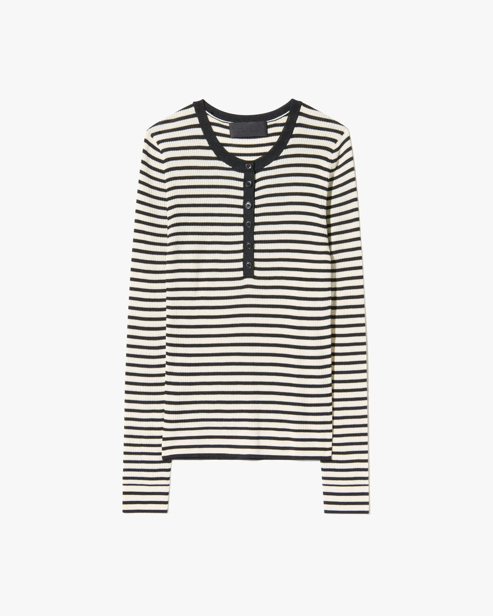 KYRIE STRIPE SWEATER IN BLACK/IVORY STRIPE