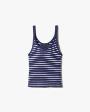 WRENLEY STRIPE SWEATER TANK IN ATLANTIC BLUE/IVORY STRIPE
