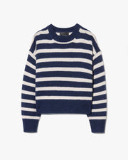 ANISA STRIPE CASHMERE SWEATER IN MARINE/IVORY STRIPE