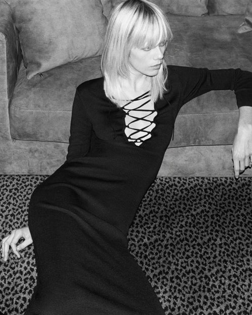 BOWIE SILK KNIT DRESS IN BLACK