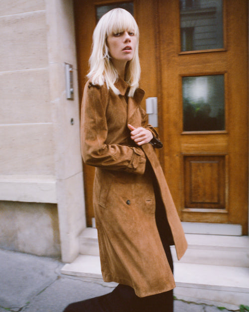 RENEA SUEDE TRENCH COAT IN MARTORA