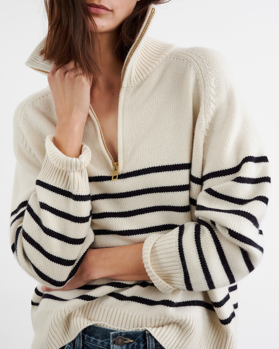 IVORY/DARK NAVY STRIPE