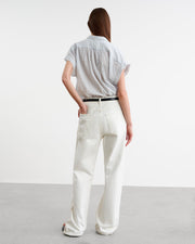 NORMANDY BLOUSE IN IVORY/BLUE STRIPES