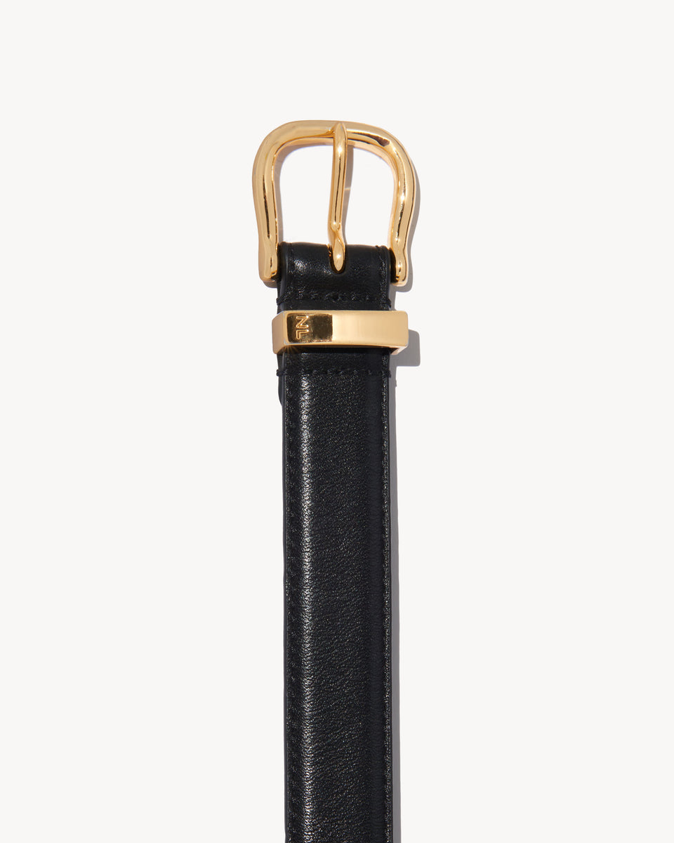 LOUISE BELT IN BLACK W/SHINY BRASS BUCKLE