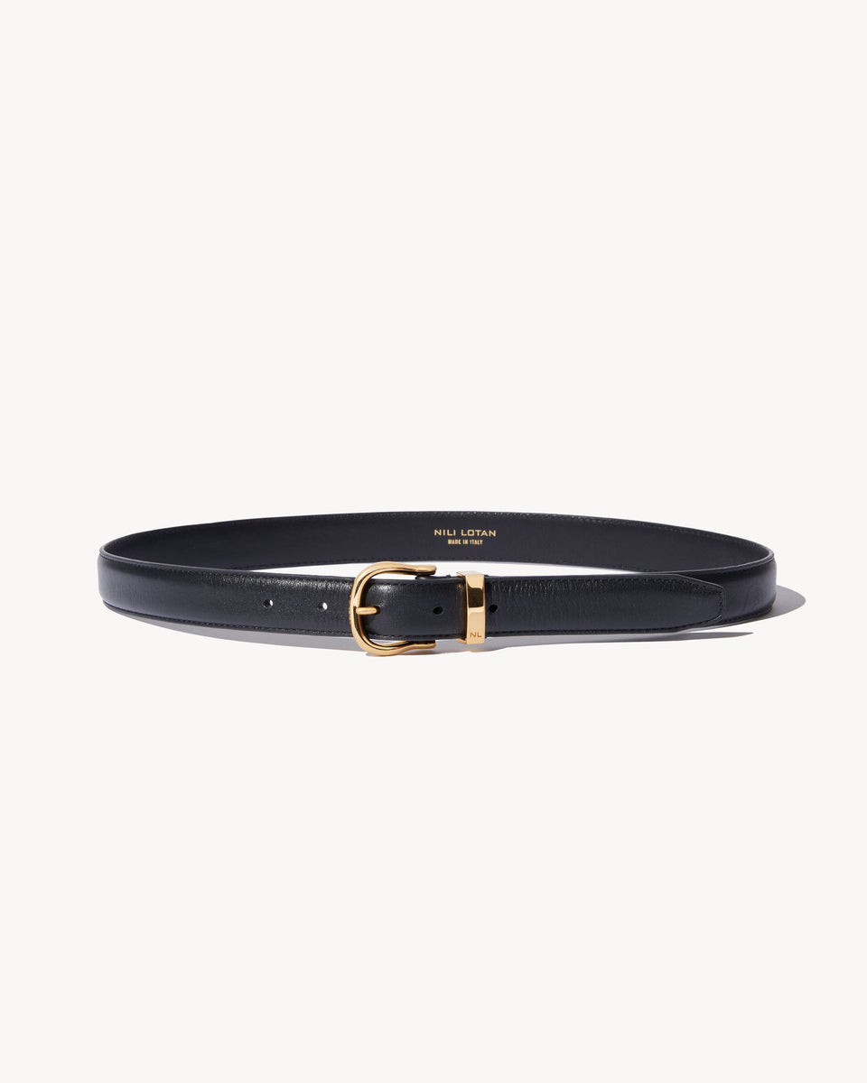 LOUISE BELT IN BLACK W/SHINY BRASS BUCKLE