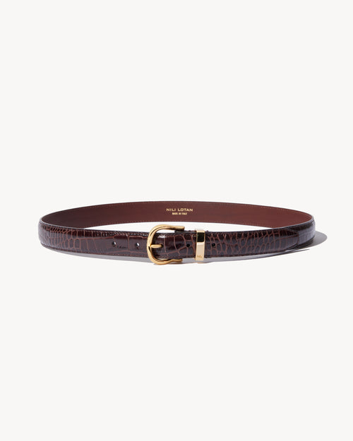 LOUISE BELT IN DARK BROWN W/SHINY BRASS BUCKLE