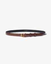 JANE BELT IN DARK BROWN W/SHINY BRASS BUCKLE