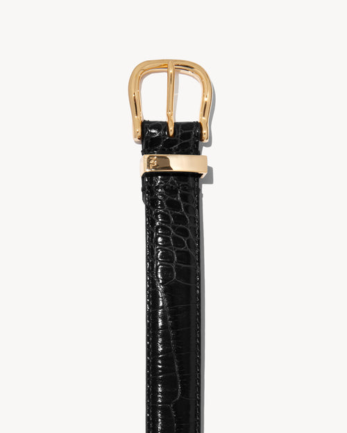LOUISE BELT IN BLACK W/SHINY BRASS BUCKLE