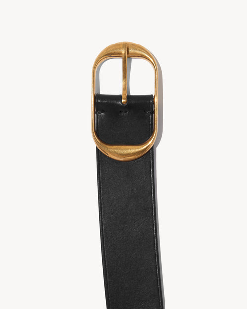 NILI BELT IN BLACK W/ANTIQUE BRASS BUCKLE