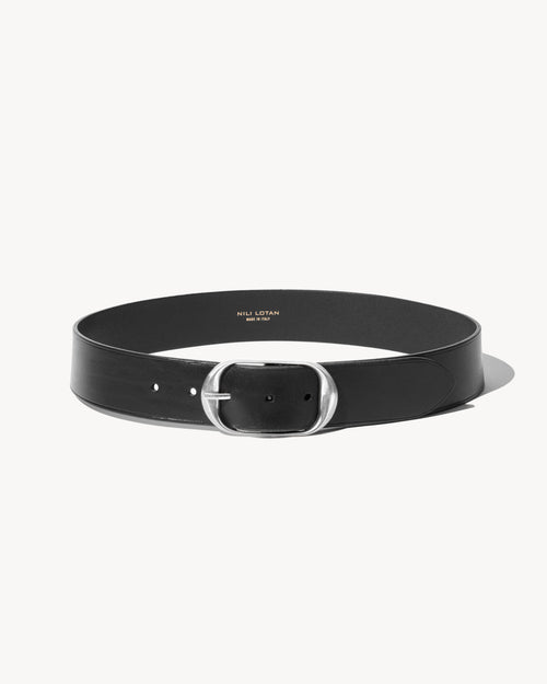 NILI BELT IN BLACK W/ANTIQUE SILVER BUCKLE