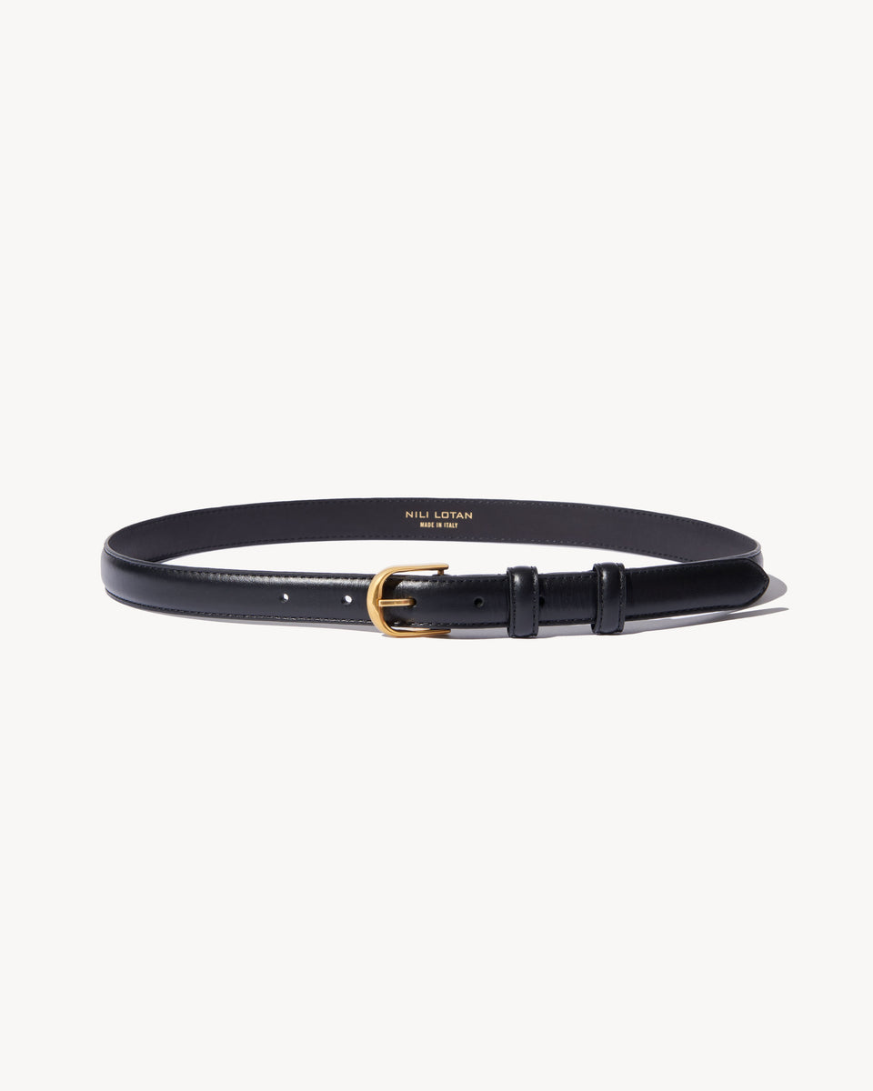 JANE BELT IN BLACK W/SHINY BRASS BUCKLE