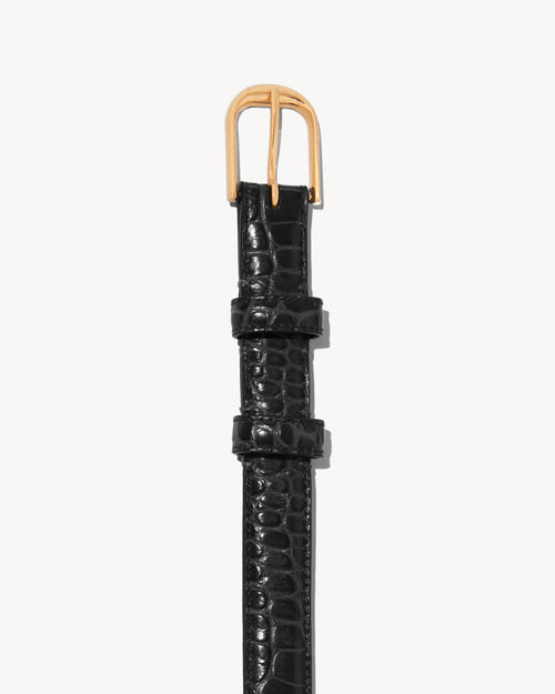 JANE BELT IN BLACK W/SHINY BRASS BUCKLE