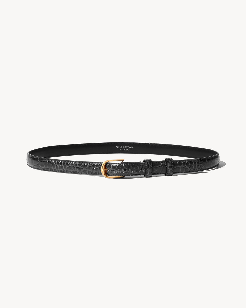 JANE BELT IN BLACK W/SHINY BRASS BUCKLE