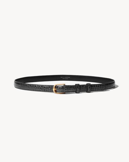 JANE BELT IN BLACK W/SHINY BRASS BUCKLE