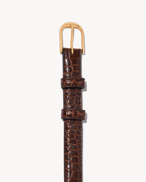 JANE BELT IN DARK BROWN W/SHINY BRASS BUCKLE