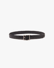 NICOLA BRAIDED BELT IN BLACK W/ SILVER BUCKLE