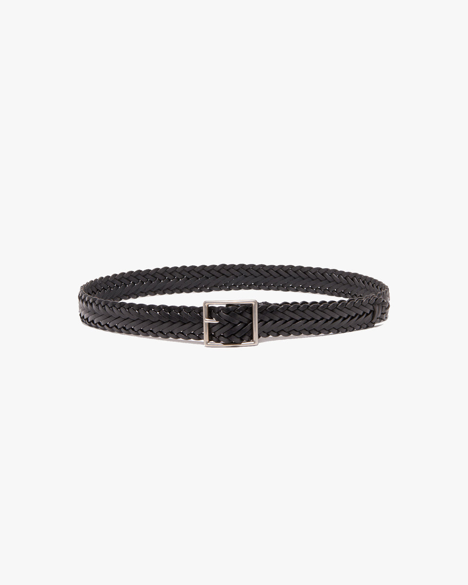 NICOLA BRAIDED BELT IN BLACK W/ SILVER BUCKLE