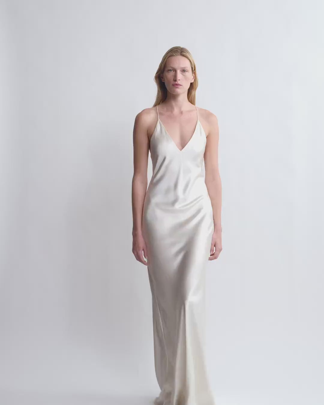 nili lotan slip dress Ira Silk Gown | Women's V-Neck Maxi Made in USA May Wk 4 2025 Size:L | 38-40 casual a line dresses