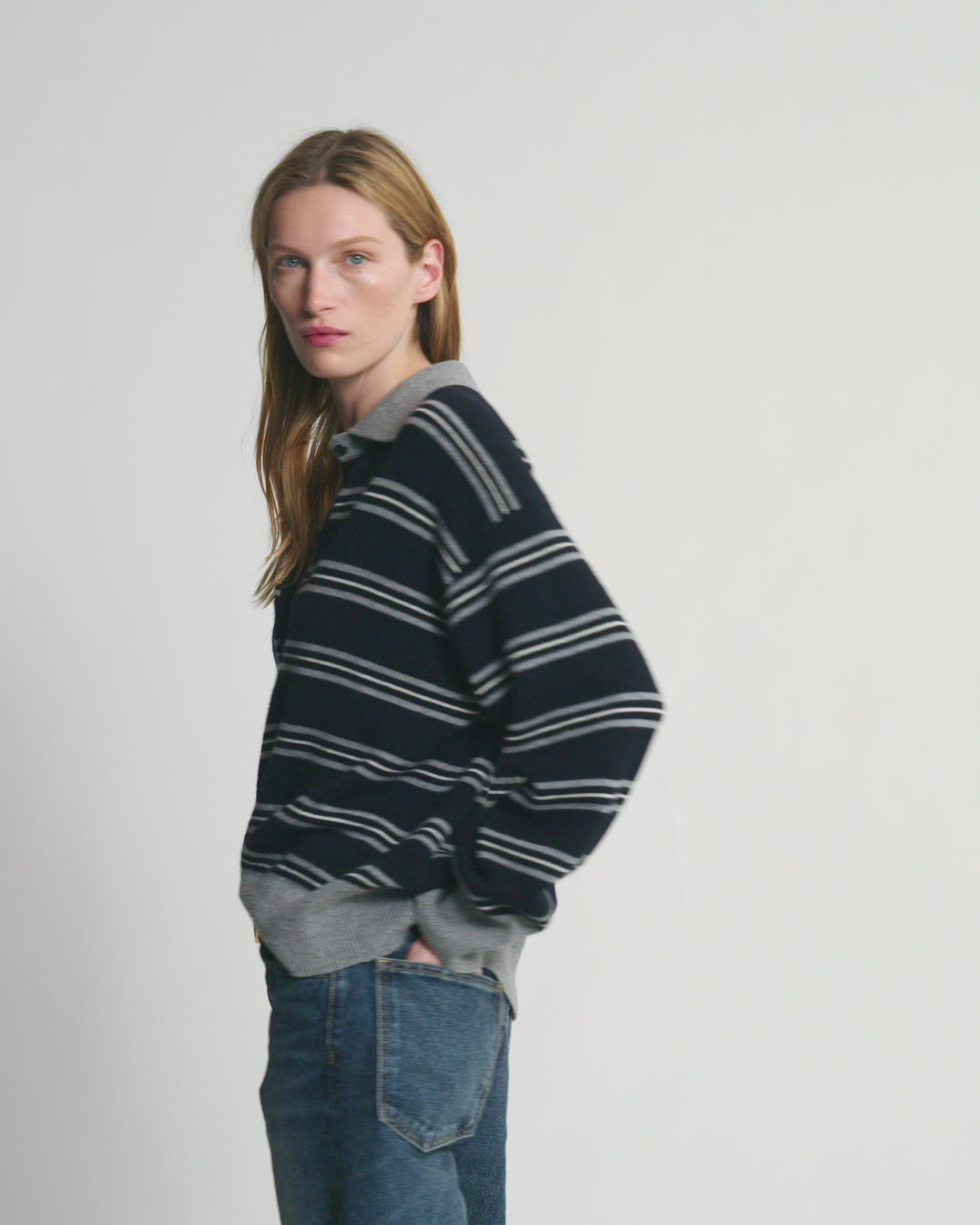 GALVEZ STRIPE CASHMERE POLO | Nili Lotan