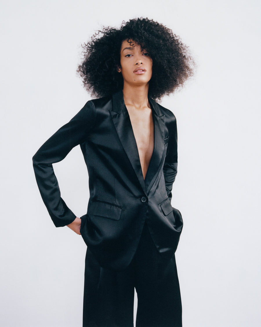 Black deals silk jacket