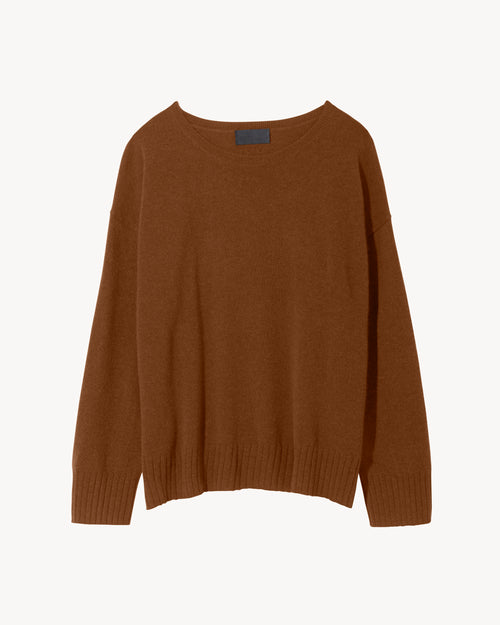 BOYFRIEND CASHMERE SWEATER IN CHESTNUT