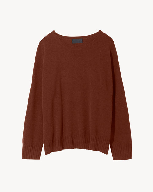 BOYFRIEND CASHMERE SWEATER IN RUST
