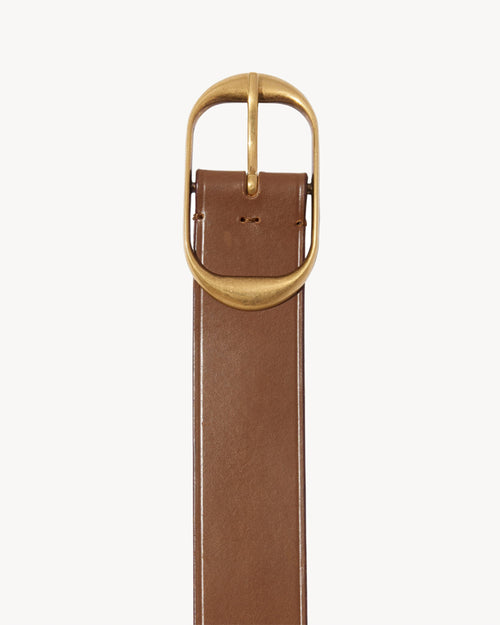 NILI BELT IN MEDIUM BROWN W/ANTIQUE BRASS BUCKLE