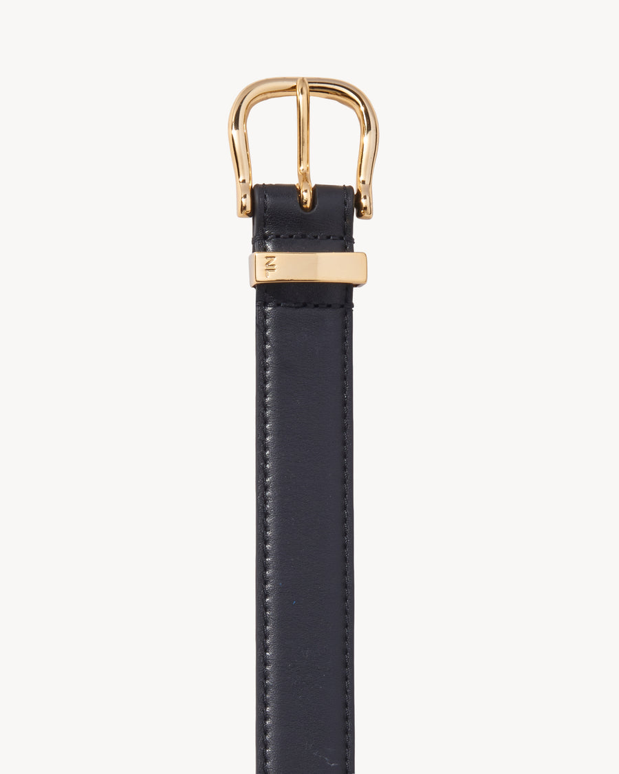 BLACK W/SHINY BRASS BUCKLE