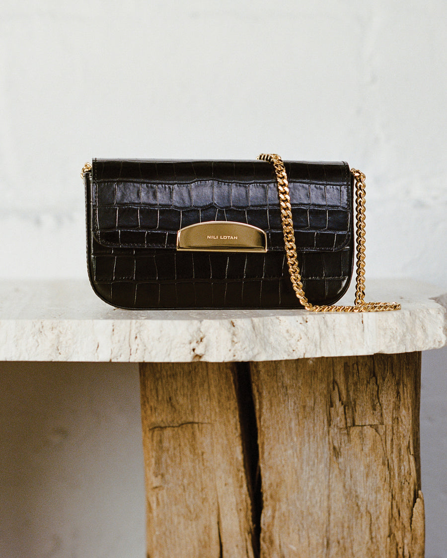 LE MIA EMBOSSED CROC CHAIN BAG – Nili Lotan