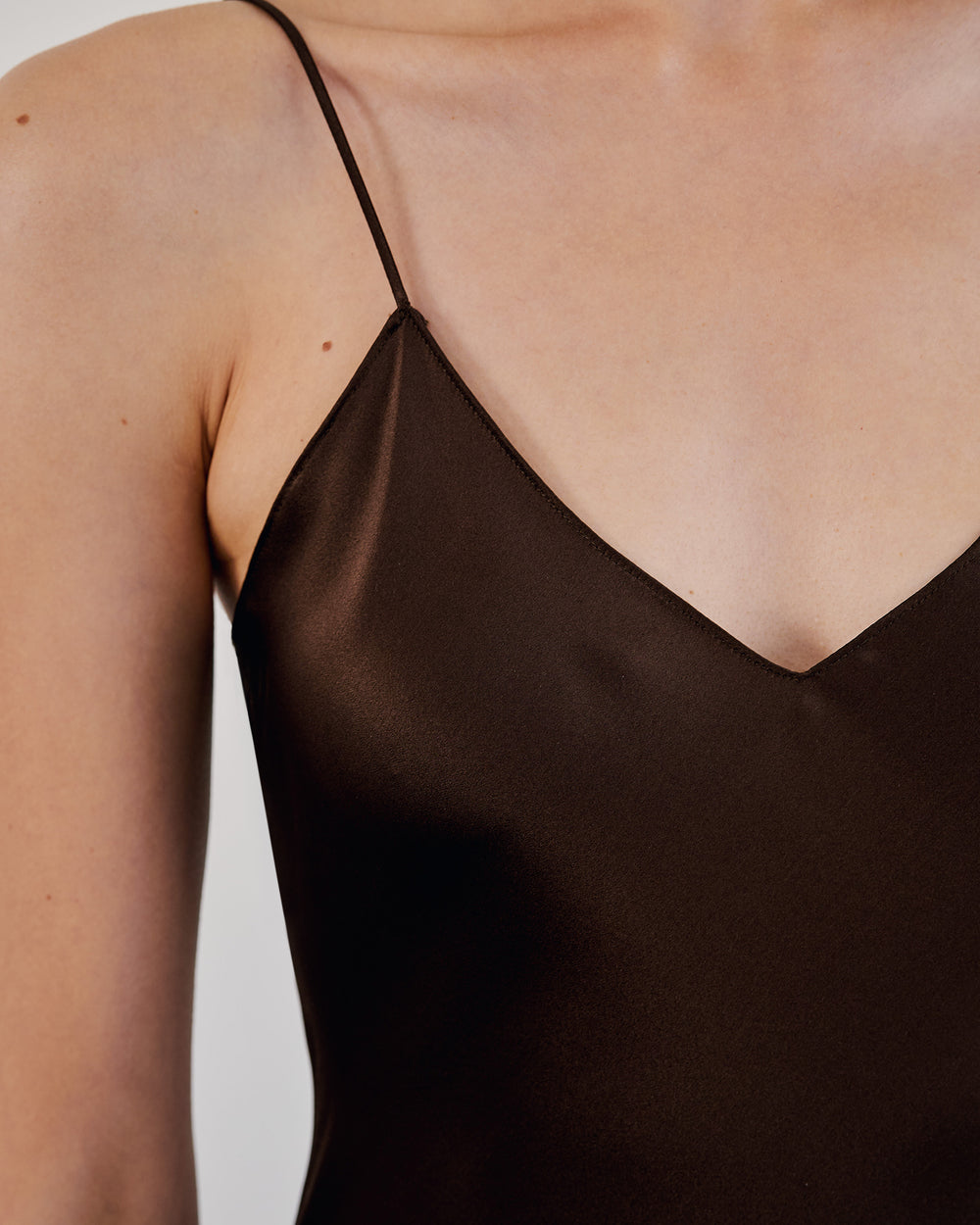 CAMI SILK GOWN IN ESPRESSO